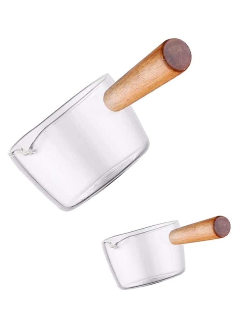 Glass Creamer Dish Small Sauce Bowls Prep Dip Dessert Bar Dish Bowls with Handle Creamer Cup Mini Coffee Milk Creamer Serving Pitcher Jug, 2 pcs, Size S and Size L