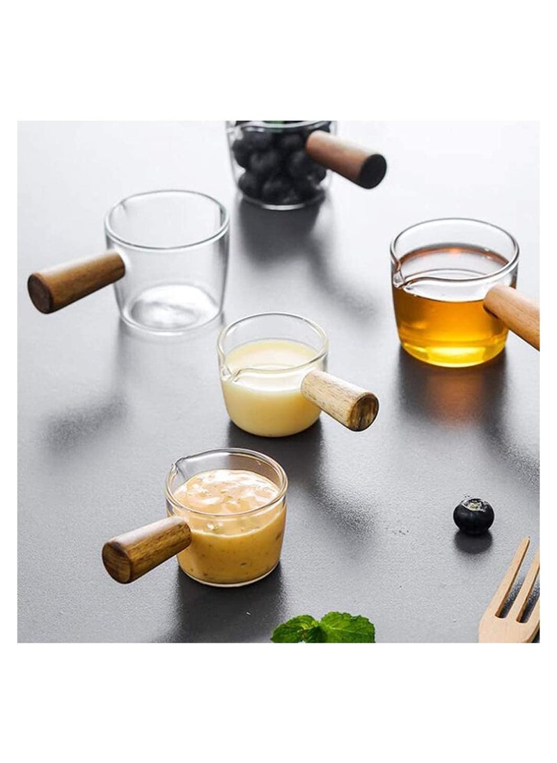 Glass Creamer Dish Small Sauce Bowls Prep Dip Dessert Bar Dish Bowls with Handle Creamer Cup Mini Coffee Milk Creamer Serving Pitcher Jug, 2 pcs, Size S and Size L