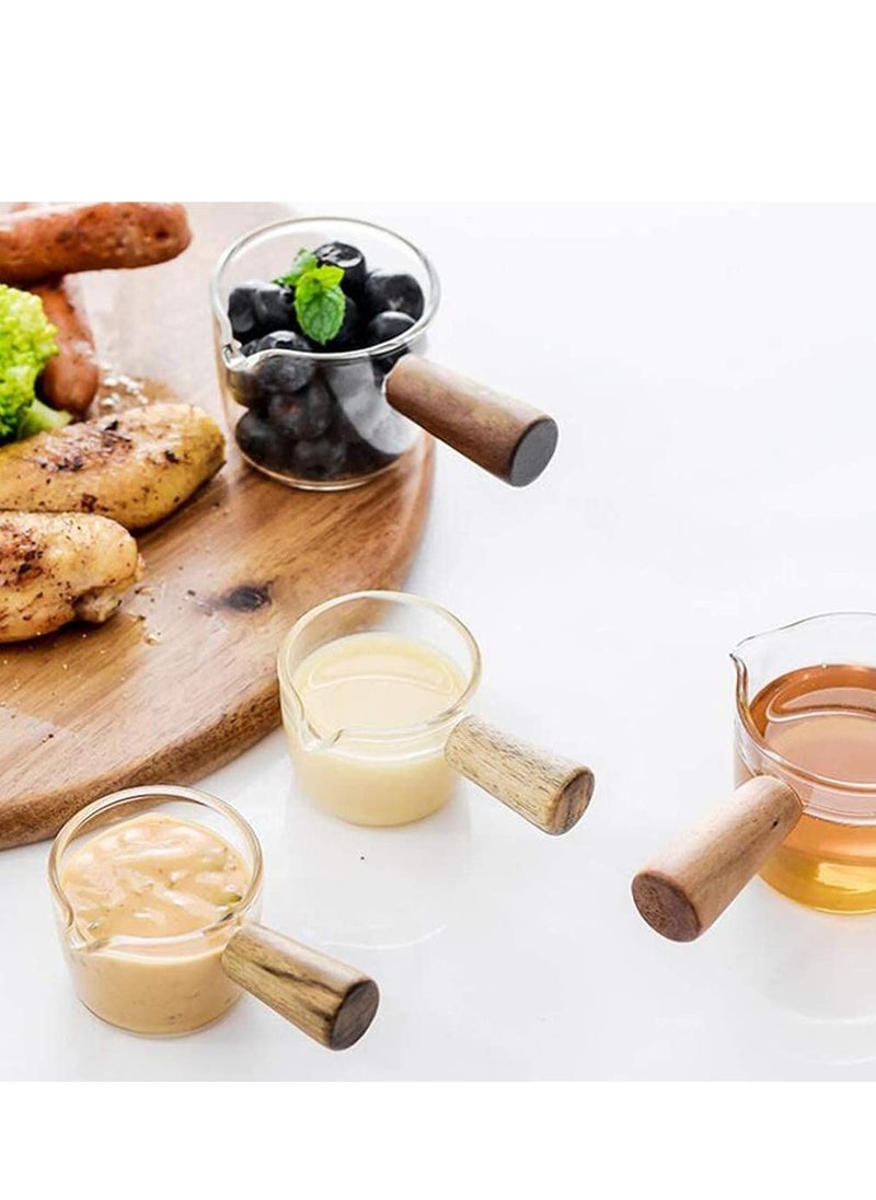 Glass Creamer Dish Small Sauce Bowls Prep Dip Dessert Bar Dish Bowls with Handle Creamer Cup Mini Coffee Milk Creamer Serving Pitcher Jug, 2 pcs, Size S and Size L