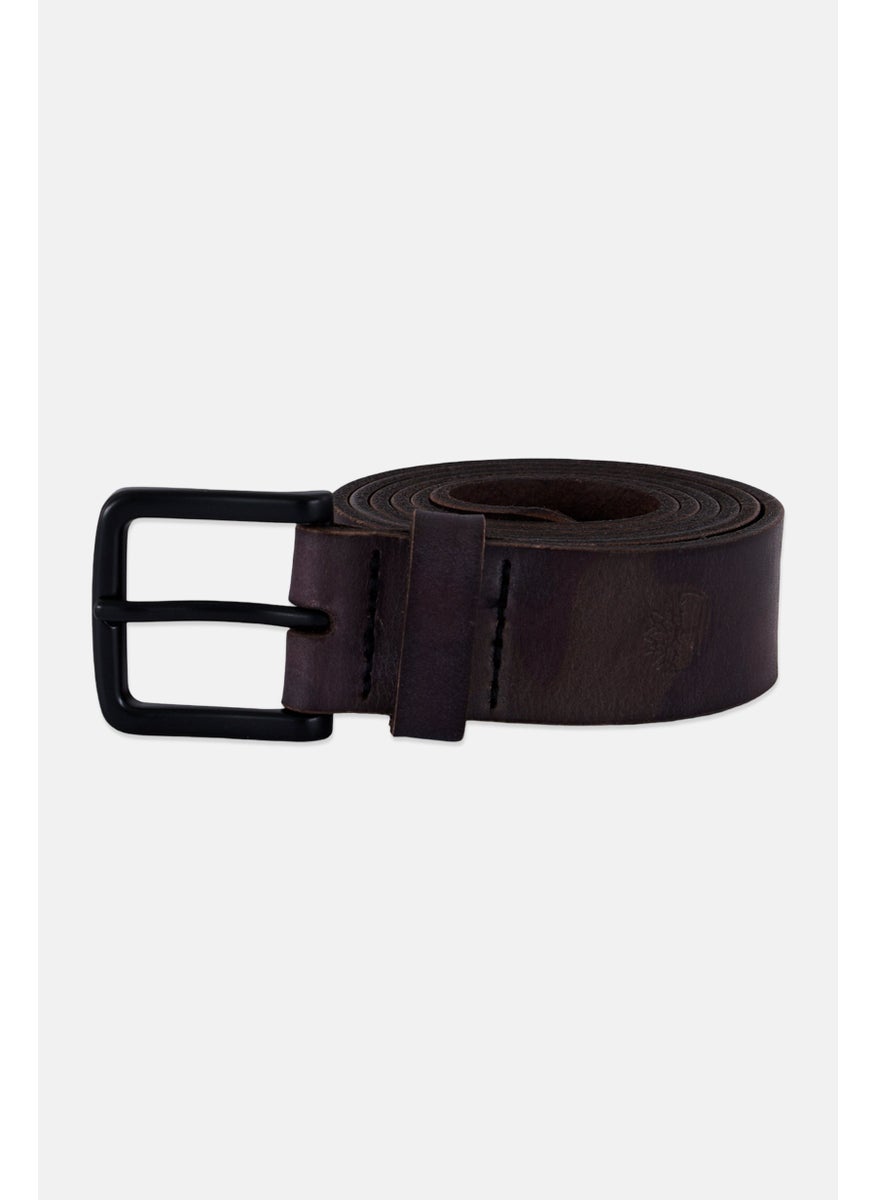 Women Brand Logo Leather Belt, Dark Brown