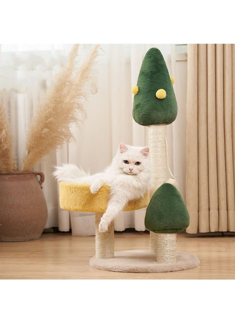 Cat Scratching Post Tall Sisal Cactus Cat Scratcher with 3 Different Height Poles and Hanging Ball