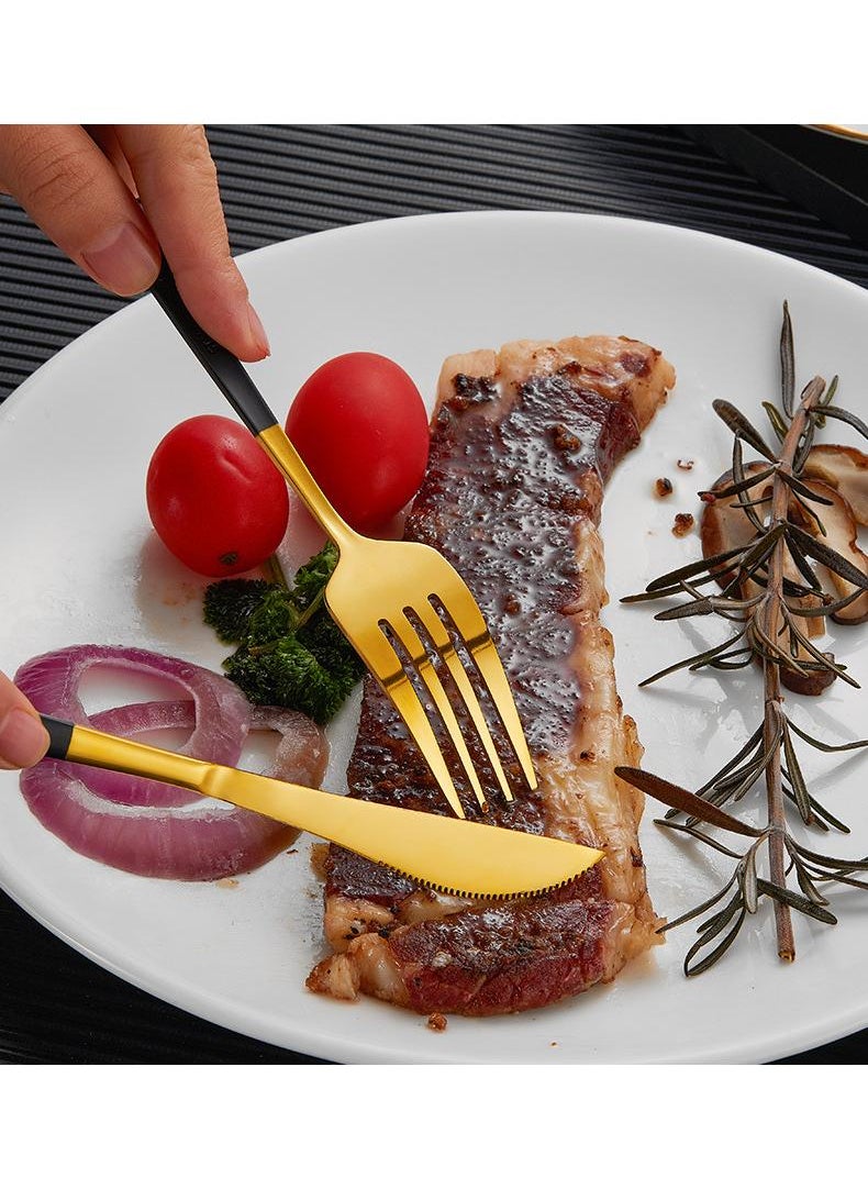 30-Piece Knife Fork Spoon Full Set Gold/Pink
