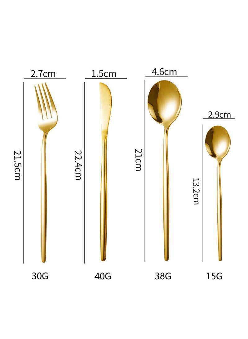 30-Piece Knife Fork Spoon Full Set Gold
