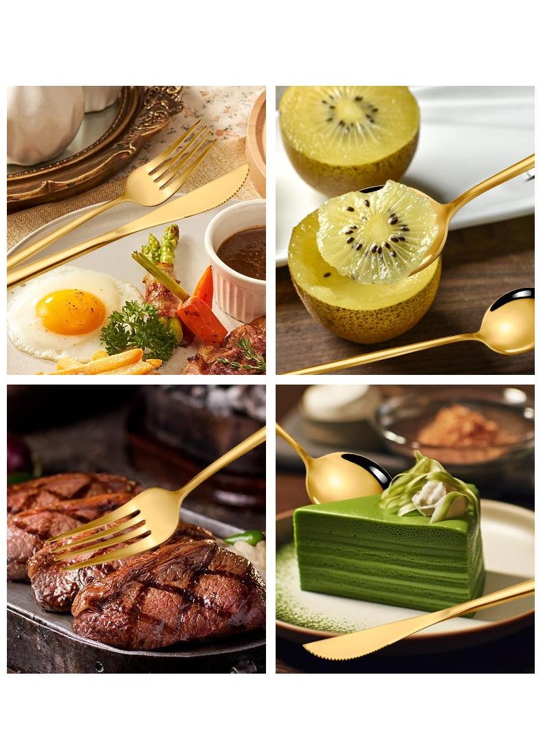 30-Piece Knife Fork Spoon Full Set Gold