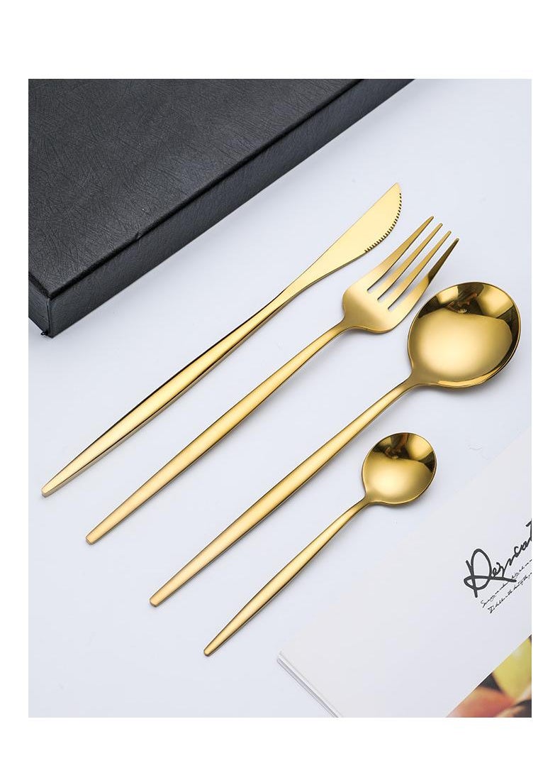 30-Piece Knife Fork Spoon Full Set Gold