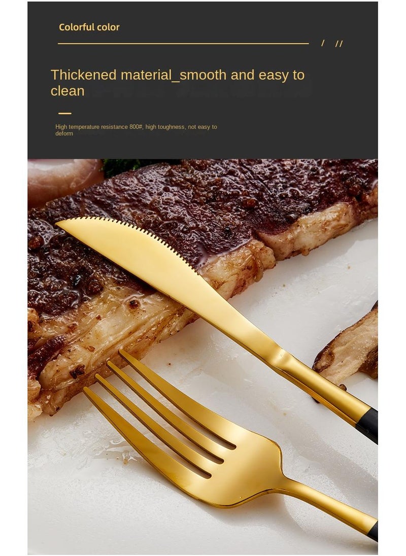 30-Piece Knife Fork Spoon Full Set Gold/Red