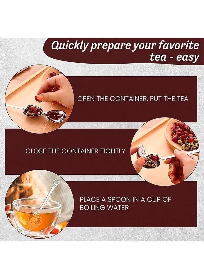 6 Pcs Heart Shape Tea Strainers, Stainless Steel Reusable Interval Diffuser, Tea Infusers Loose Tea Strainer (Silver)