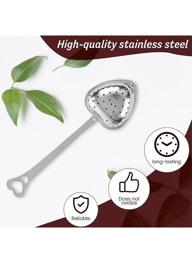 6 Pcs Heart Shape Tea Strainers, Stainless Steel Reusable Interval Diffuser, Tea Infusers Loose Tea Strainer (Silver)