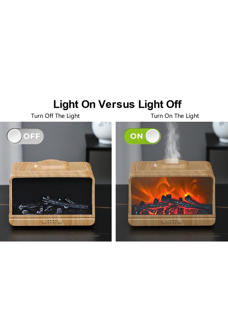 Dynamic Simulated Flame Aromatherapy Diffuser, Ultrasonic Humidifier , Wood Grain Flame Fireplace Wax Melter ,Suitable for Use in Offices and Bedrooms, Can be Switched On and Off at Regular Intervals