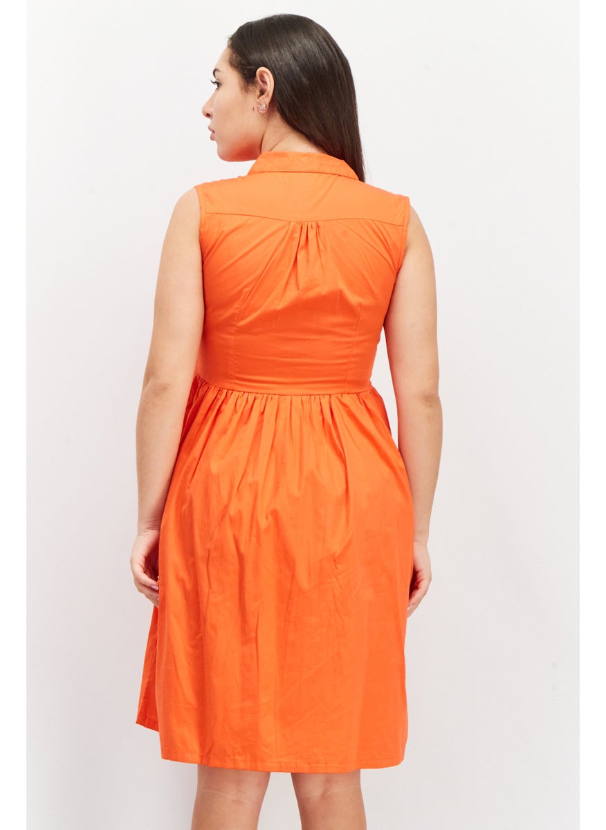 Women Textured Midi Dress, Red