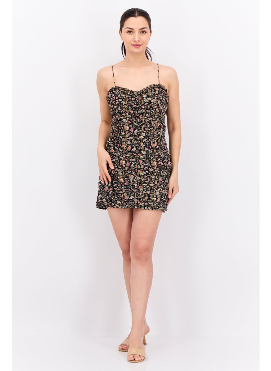 Women Floral Print Mini Dress, Multicolor
