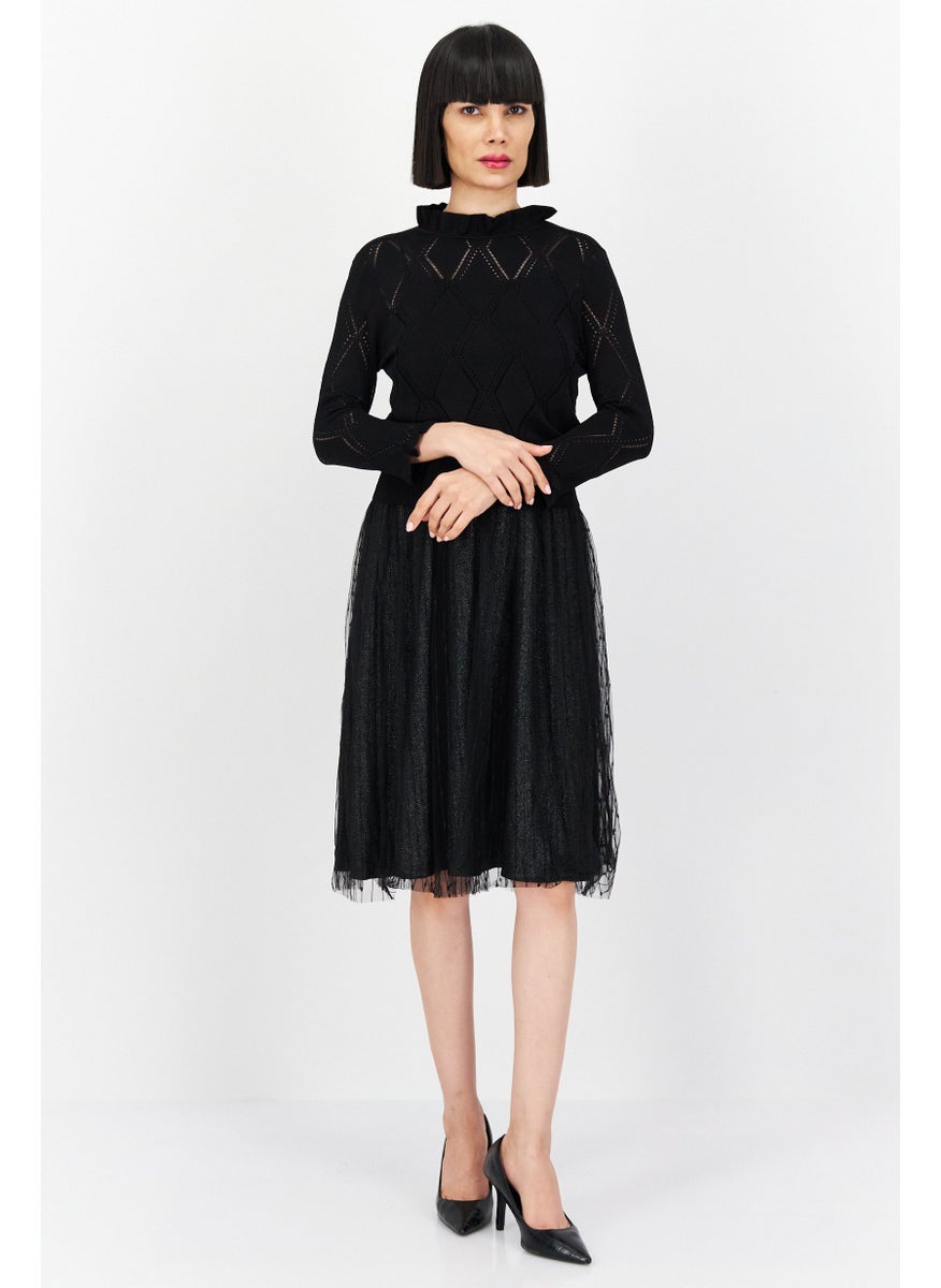 Women 2 In 1 Textured Mini Dress Set, Black