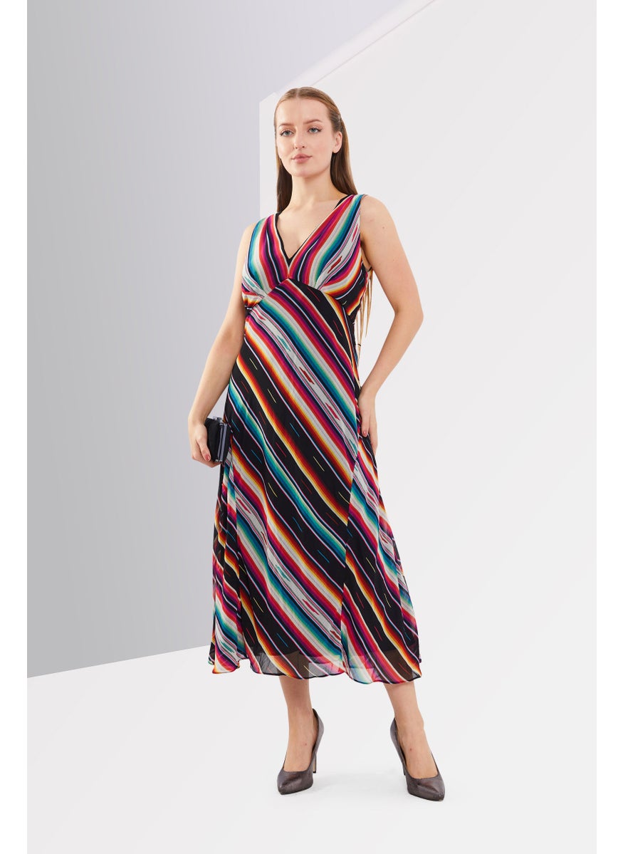 Women Allover Printed Midi Dress, Black