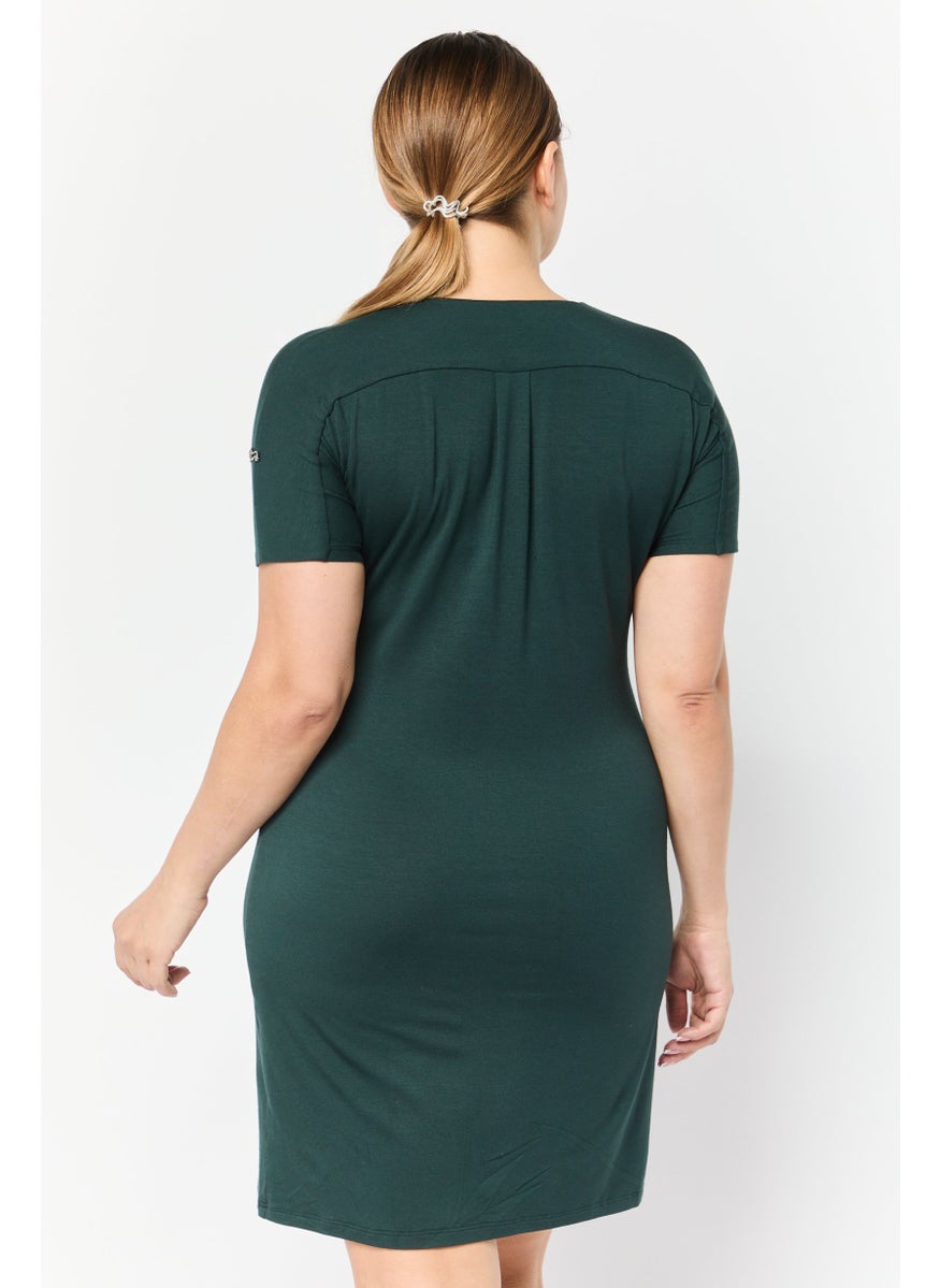 Women Solid Mini Dress, Green