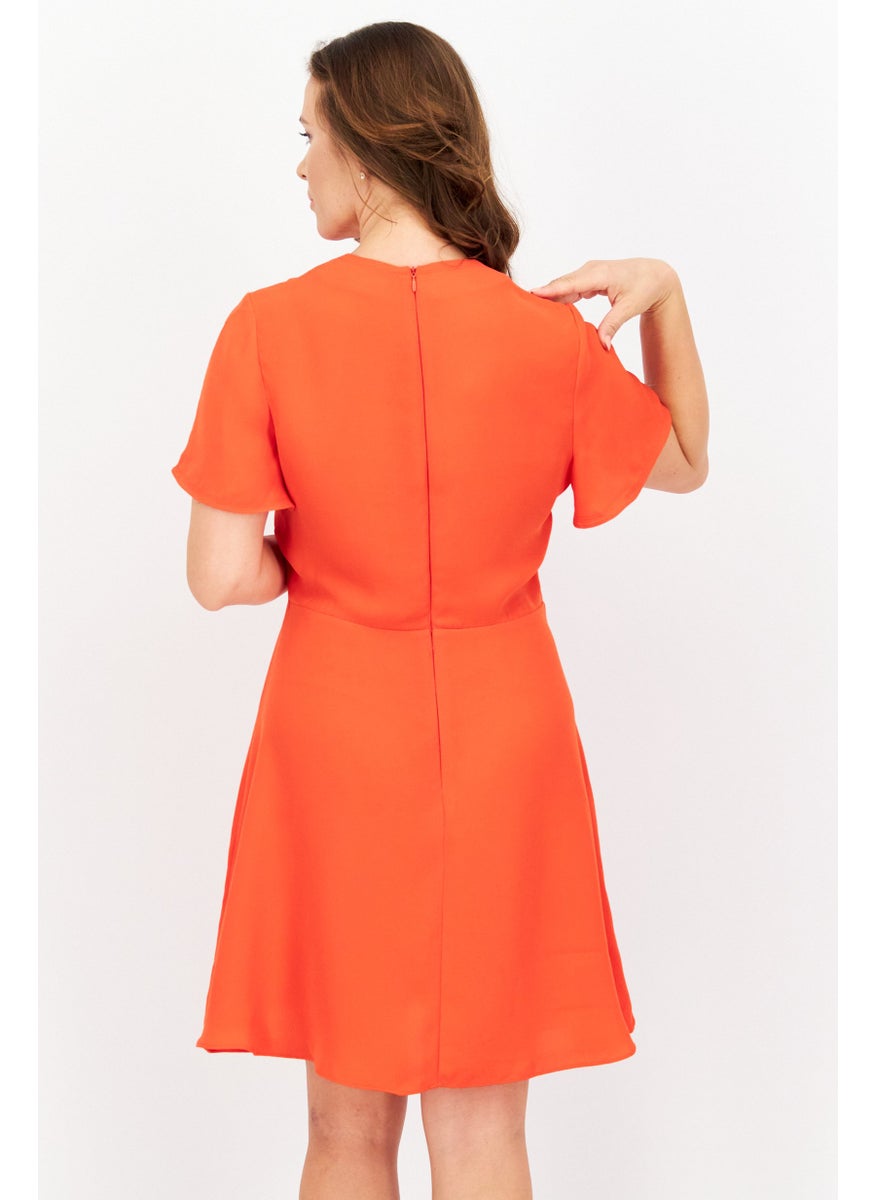 Women Plain Mini Dress, Red