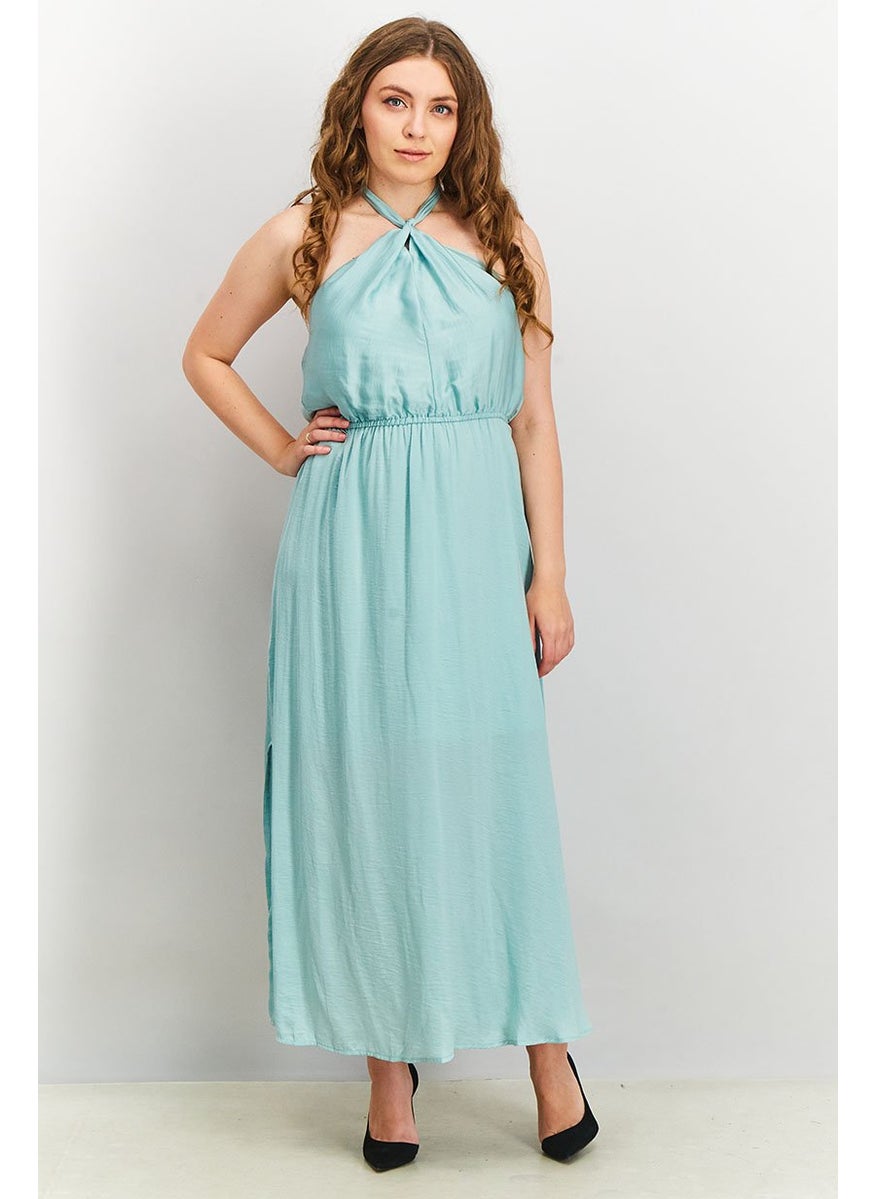 Women Criss Cross Neck Party Maxi Dress, Mint