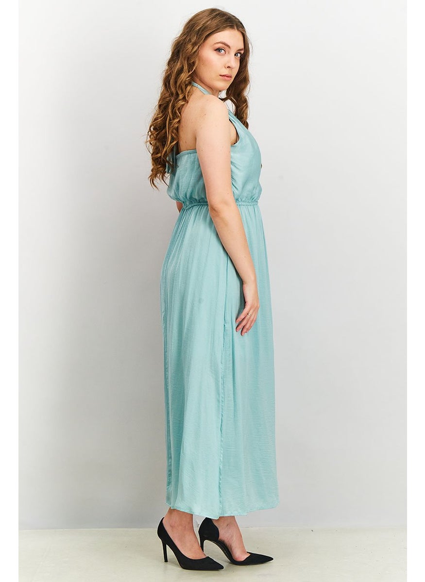 Women Criss Cross Neck Party Maxi Dress, Mint