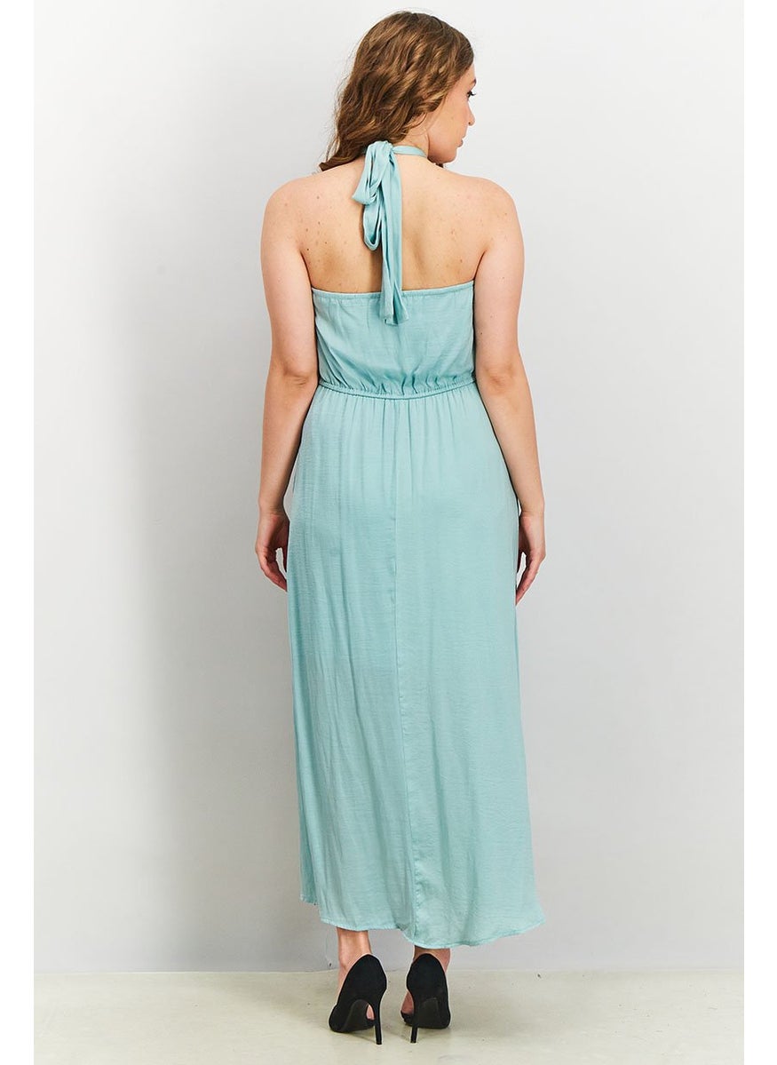 Women Criss Cross Neck Party Maxi Dress, Mint