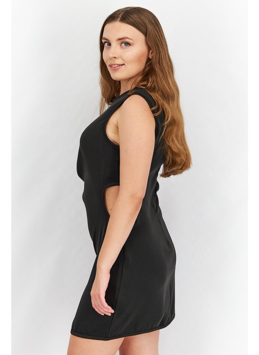Women Cut Out Mini Dress, Black