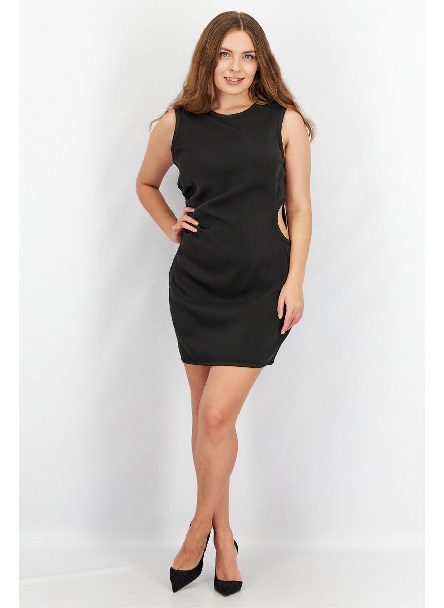 Women Cut Out Mini Dress, Black