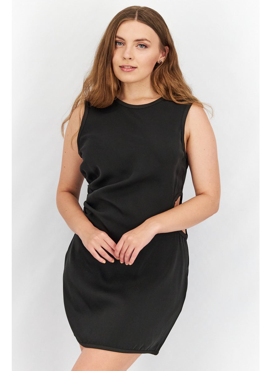 Women Cut Out Mini Dress, Black