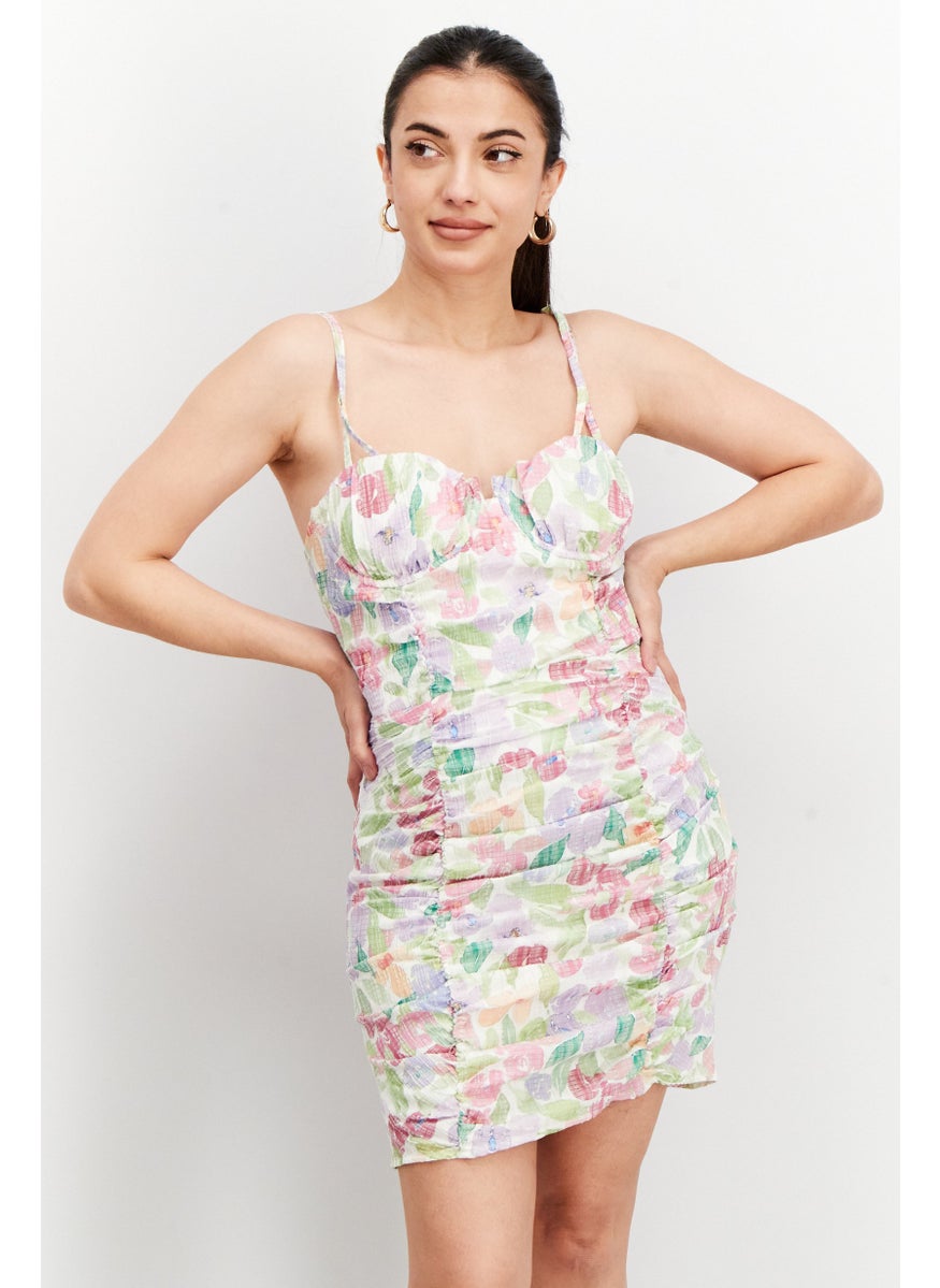 Women Allover Print Mini Dress, White