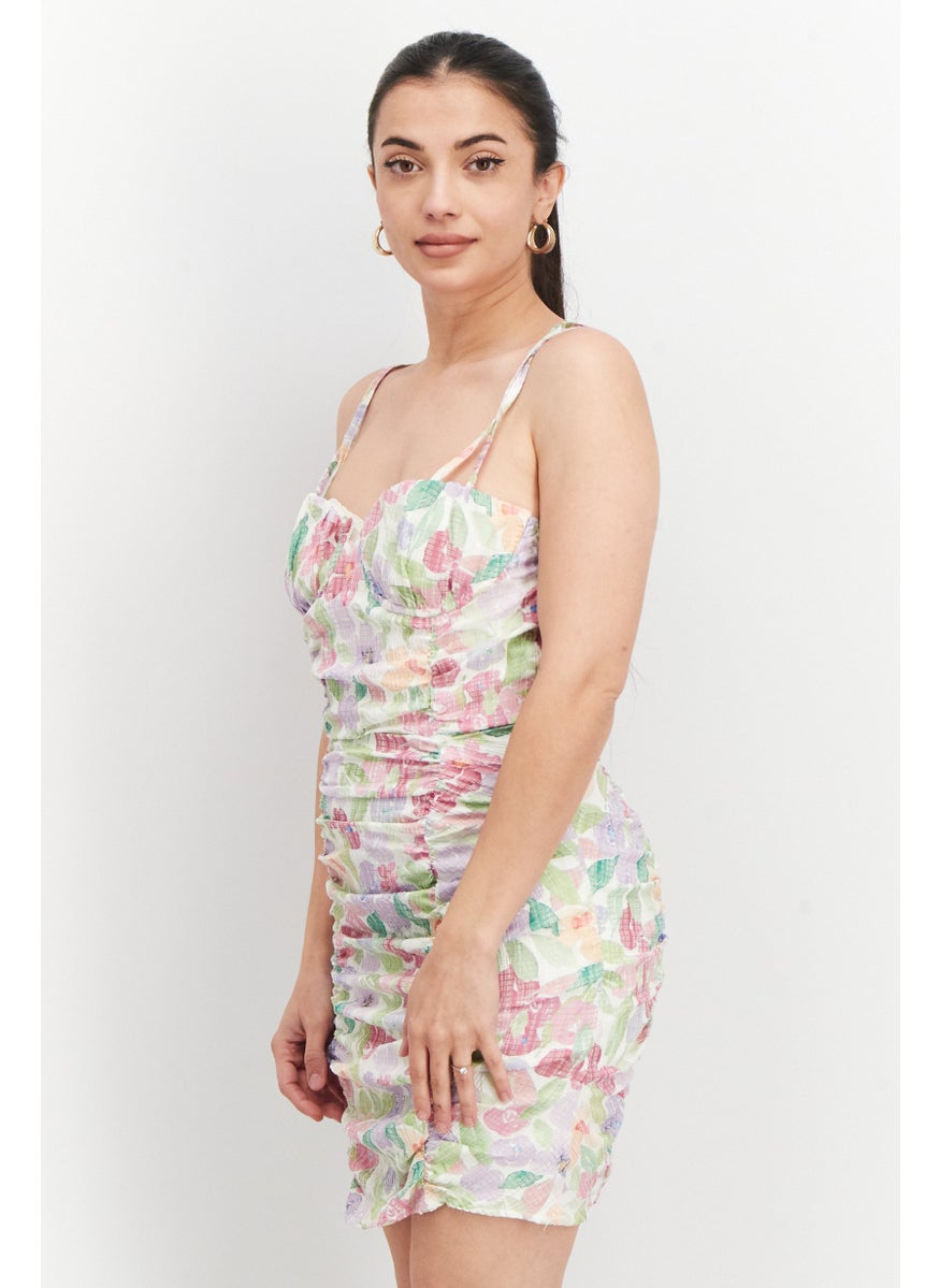 Women Allover Print Mini Dress, White