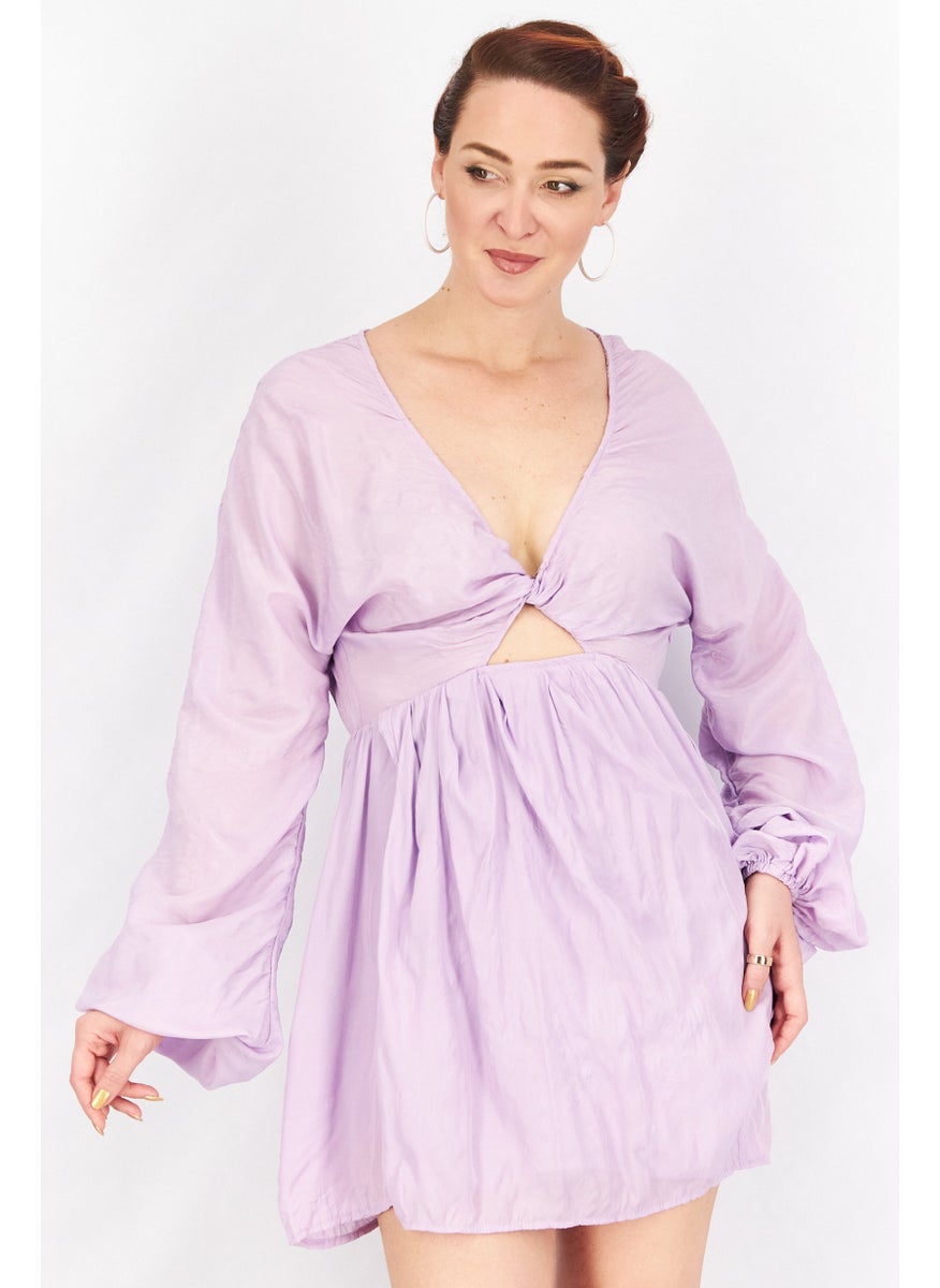 Women Twist Mini Dress, Lavender