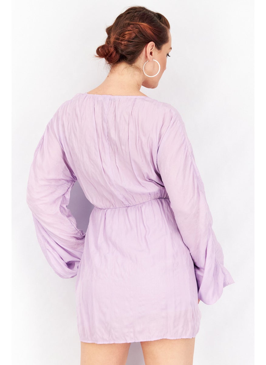 Women Twist Mini Dress, Lavender