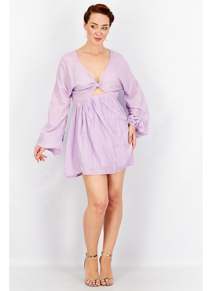 Women Twist Mini Dress, Lavender