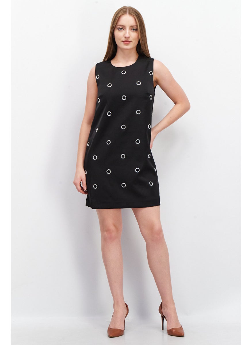 Women Textured Mini Casual Dress, Black