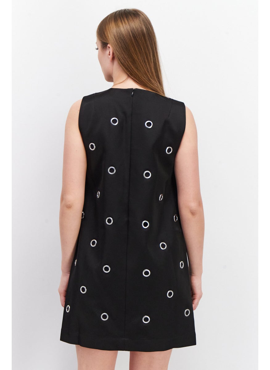 Women Textured Mini Casual Dress, Black
