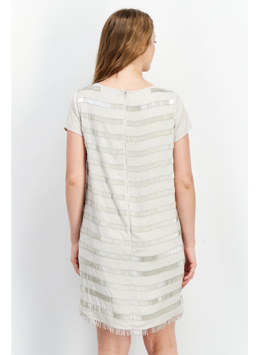 Women Metallic Mini Casual Dress, Grey