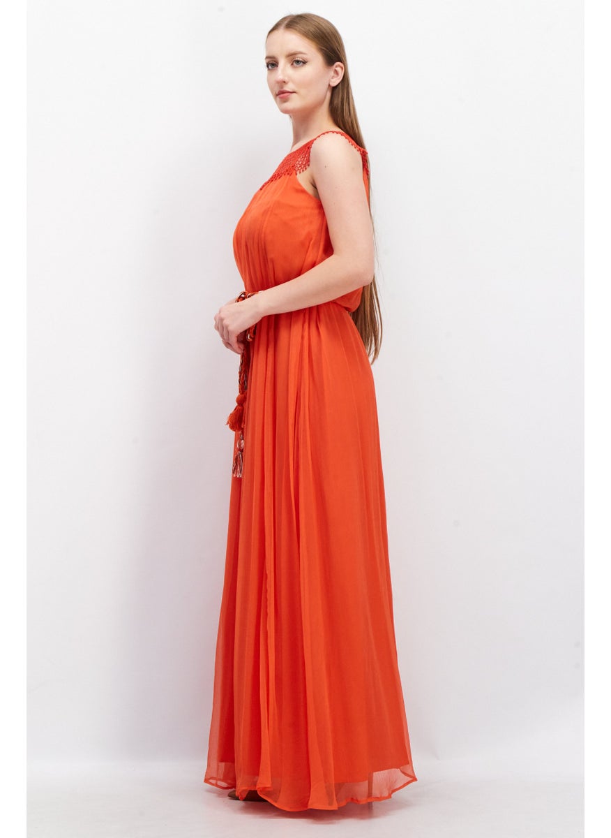 Women Textured Maxi Dress, Masai Red