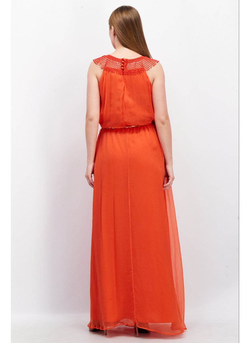Women Textured Maxi Dress, Masai Red