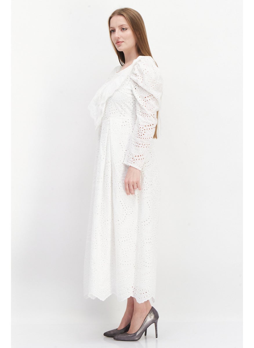 Women Embroidered Maxi Dress, White