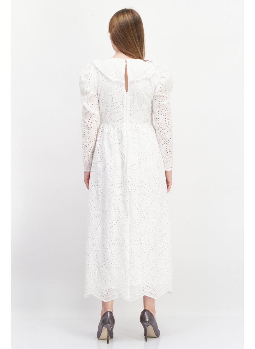 Women Embroidered Maxi Dress, White