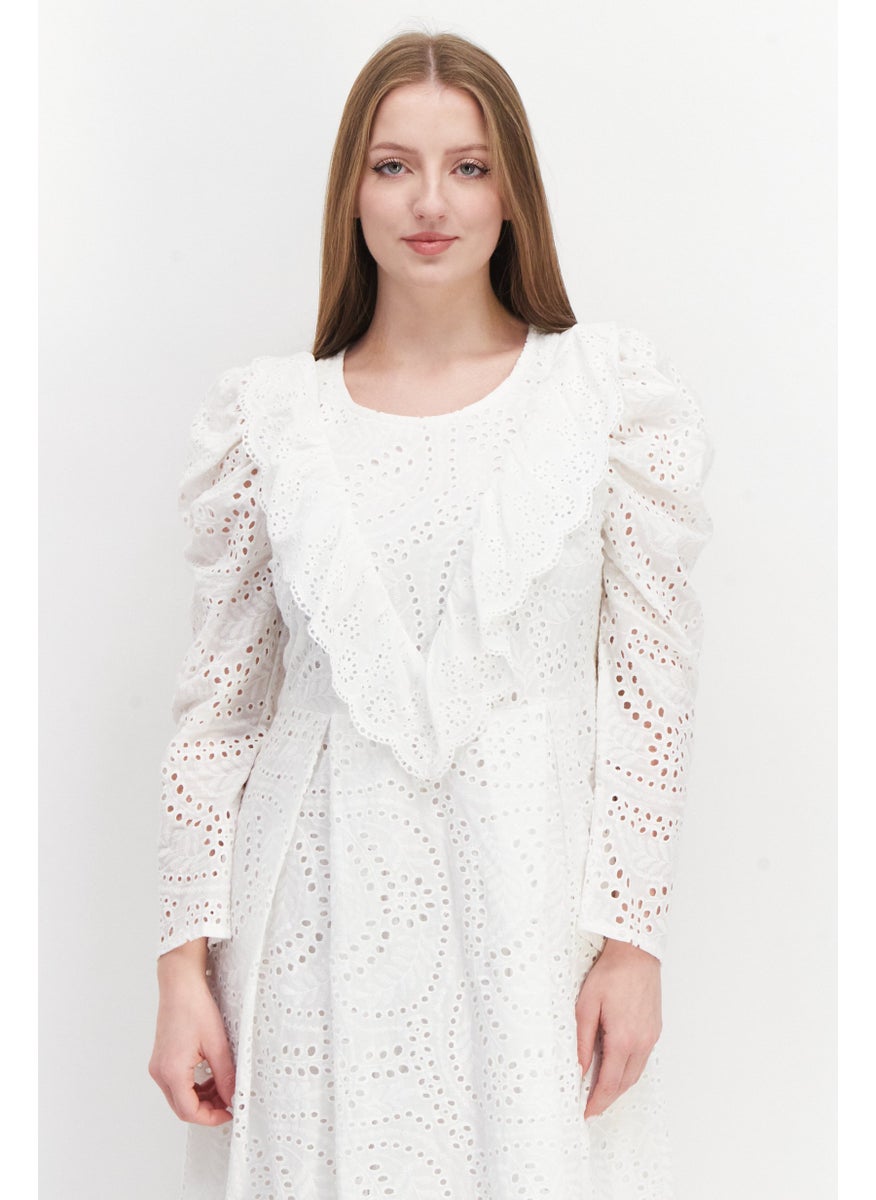 Women Embroidered Maxi Dress, White