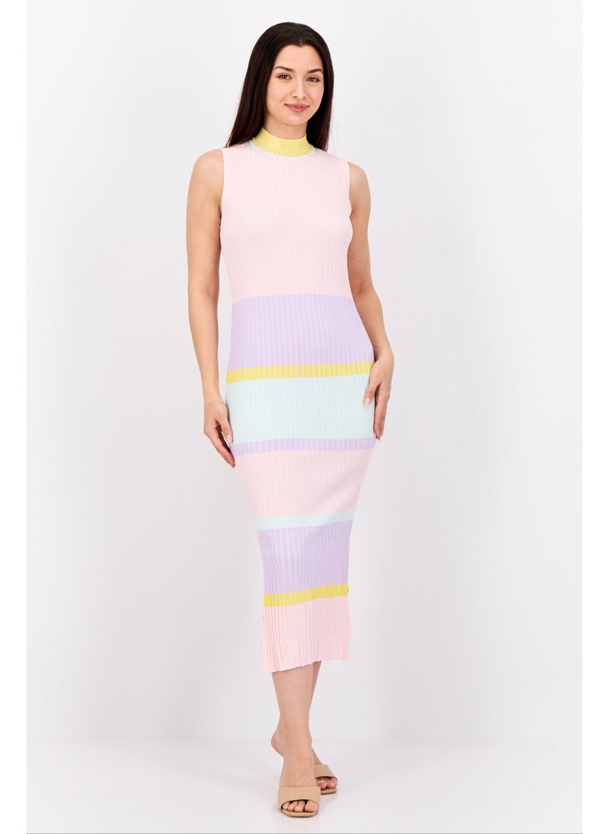 women Textured Midi Dress, Multi Color