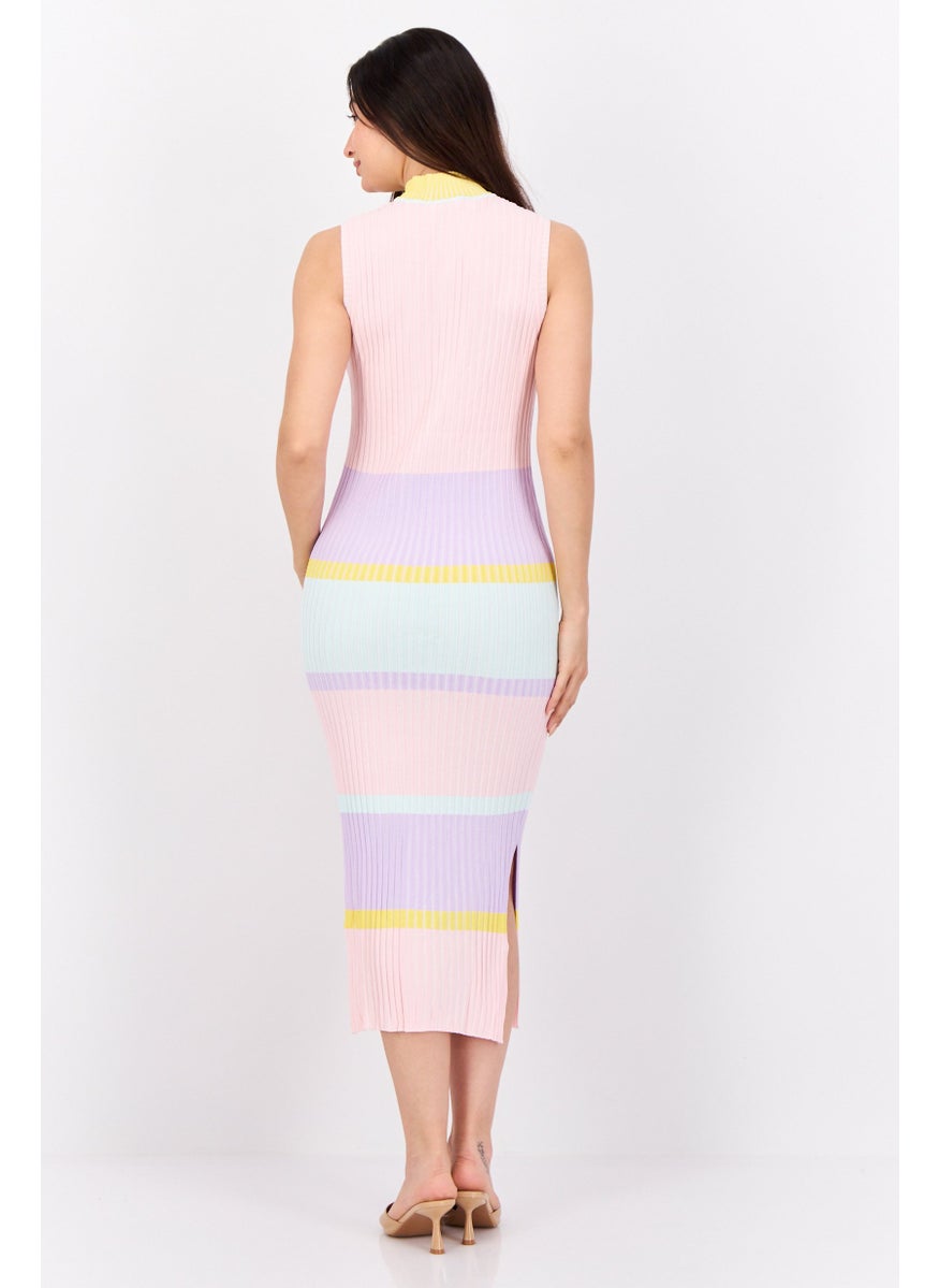women Textured Midi Dress, Multi Color