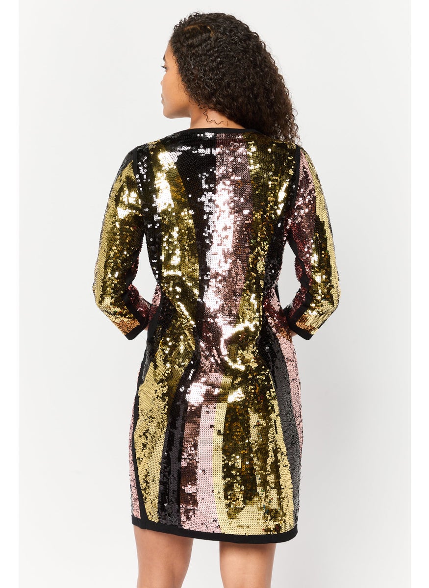 Women Sequin Mini Dress, Multicolor