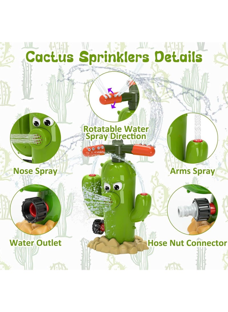 Cactus Water Sprinkler For Kids 360° Rotating Outdoor Water Toy Lawn Sprayer For Toddlers Ideal For Garden & Backyard Play Suitable For Boys & Girls Ages 3-8