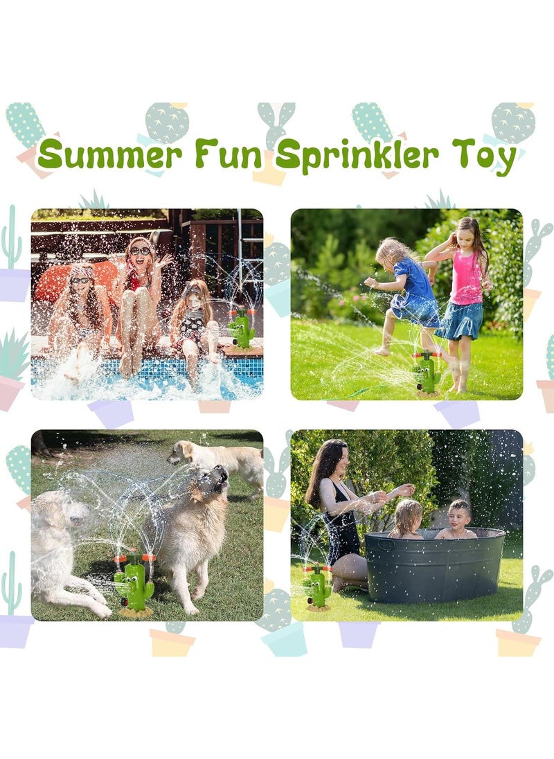 Cactus Water Sprinkler For Kids 360° Rotating Outdoor Water Toy Lawn Sprayer For Toddlers Ideal For Garden & Backyard Play Suitable For Boys & Girls Ages 3-8