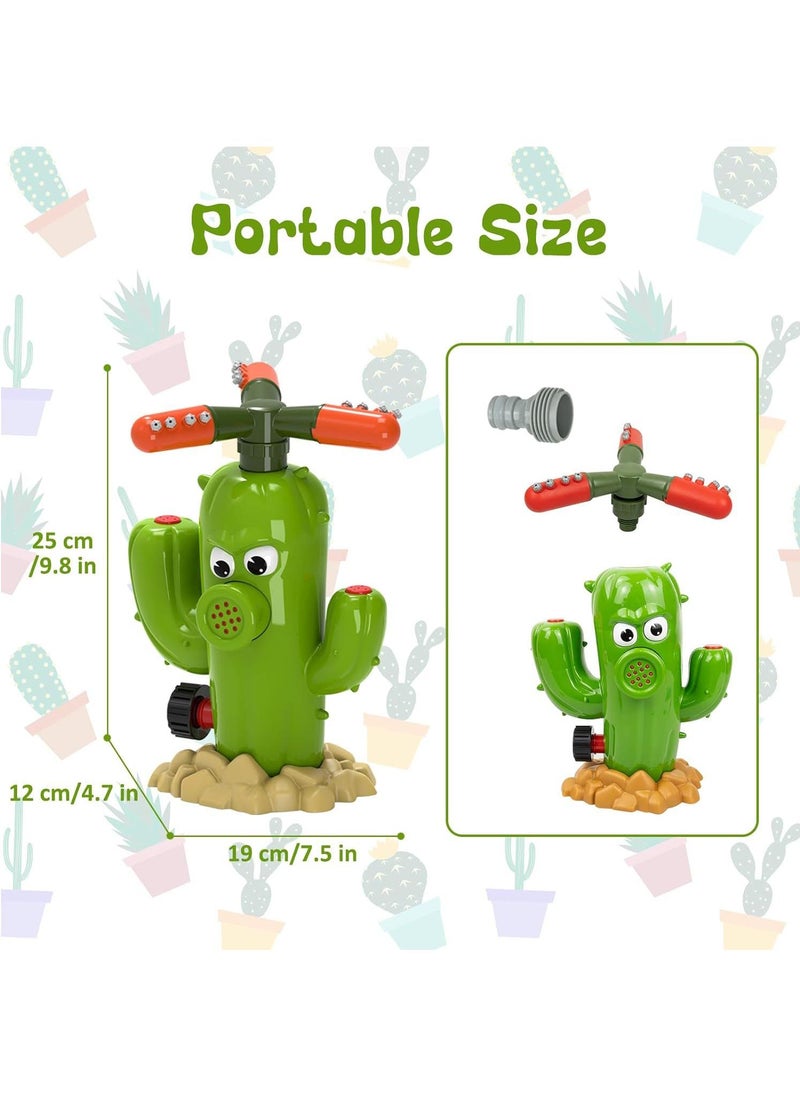 Cactus Water Sprinkler For Kids 360° Rotating Outdoor Water Toy Lawn Sprayer For Toddlers Ideal For Garden & Backyard Play Suitable For Boys & Girls Ages 3-8