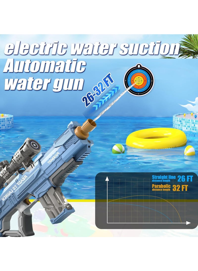 Electric Water Guns for Adults Kids,Long Distance Automatic Squirt Gun Up to 32 FT Range with Magnifying Lens,Summer Outdoor Beach and Pool Party Toy