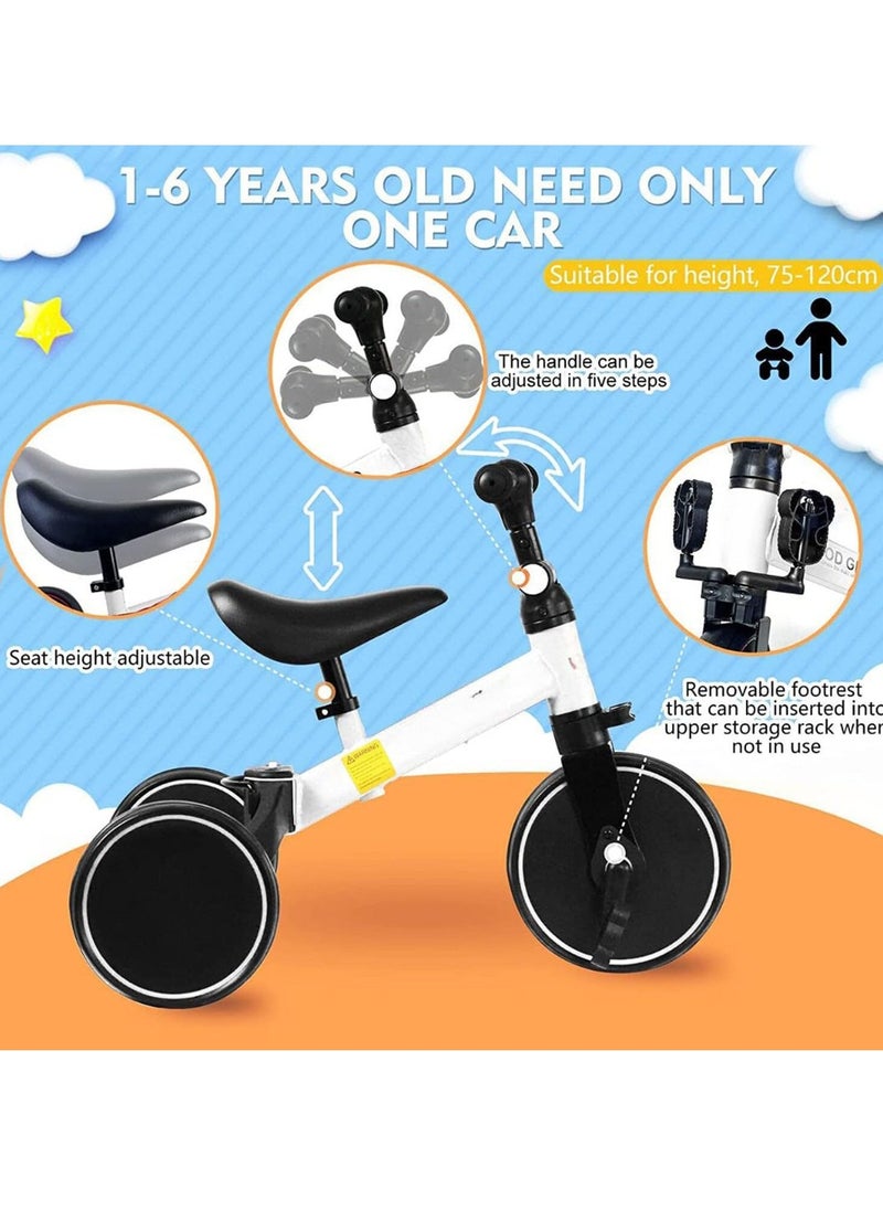 Kids Tricycle with 3 Wheels for Toddlers, Stable 3-Tyre Configuration for Safe Riding, White, Perfect Ride-On Toy for 1-4 Years, Ideal First Trike for Boys & Girls, Indoor & Outdoor Use, Easy Assembly