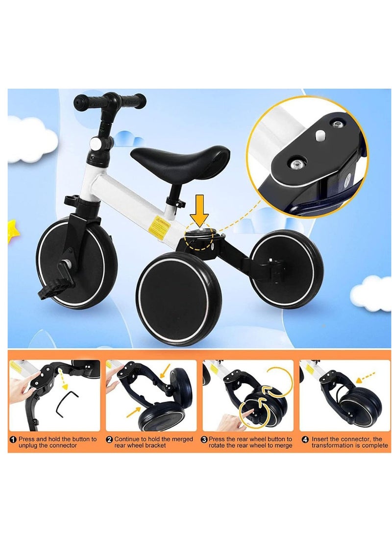 Kids Tricycle with 3 Wheels for Toddlers, Stable 3-Tyre Configuration for Safe Riding, White, Perfect Ride-On Toy for 1-4 Years, Ideal First Trike for Boys & Girls, Indoor & Outdoor Use, Easy Assembly
