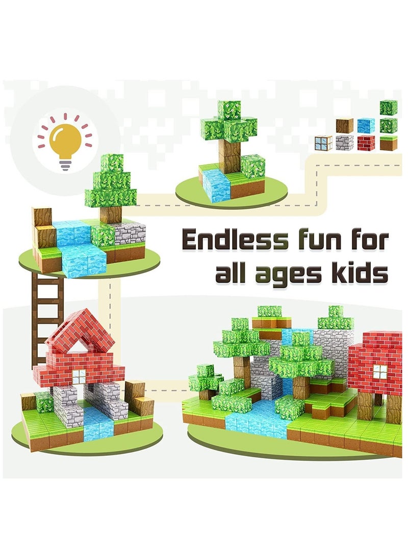 100PCS Magnetic Blocks-Build Mine Magnet World Set, Magnetic Blocks Building Toys, Magnetic Tiles Building Blocks Toddler Toys, STEM Sensory Outdoor Toys, Magnet Toys for Boysu0026Girls Ages 5-7