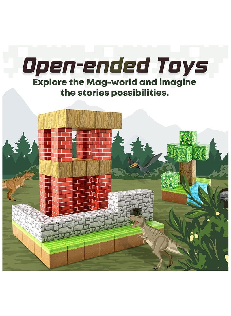 100PCS Magnetic Blocks-Build Mine Magnet World Set, Magnetic Blocks Building Toys, Magnetic Tiles Building Blocks Toddler Toys, STEM Sensory Outdoor Toys, Magnet Toys for Boysu0026Girls Ages 5-7