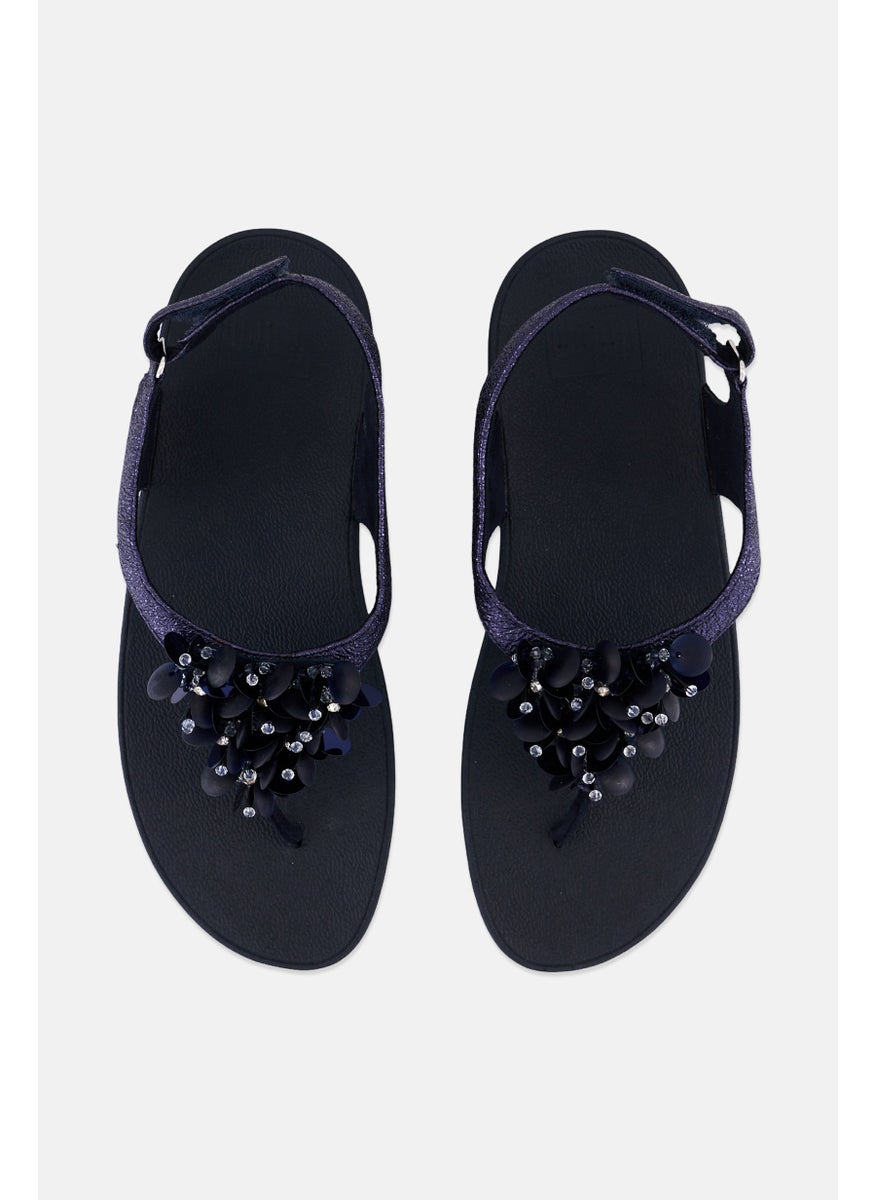 Women Boogaloo Velcro Closure Wedges, Navy Blue